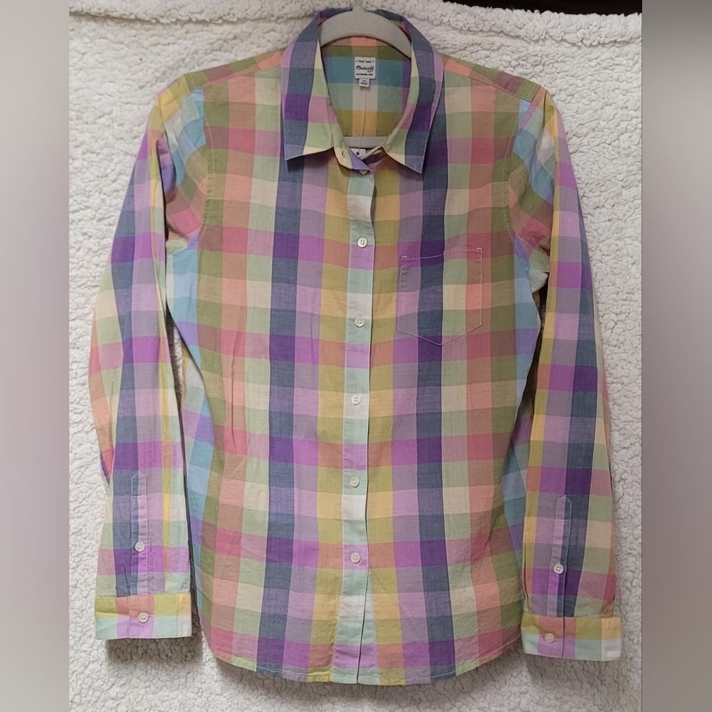 ✋️look...NWT...MadeWell Multi-Color Plaid Shirt, Womens Size M